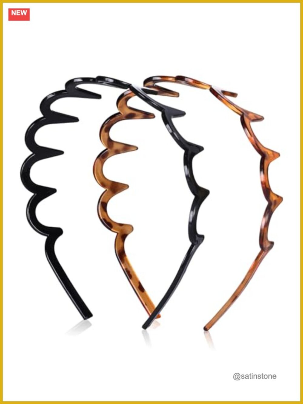 2 Pack Zig Zag Headbands Non-Slip Wavy Plastic Hair Comb Headbands with Teeth